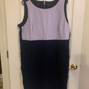 Color block sheath dress / lavender and navy